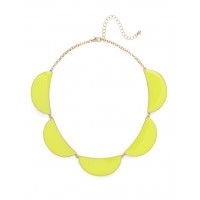 Neon Yellow Half Moon Enamel Statement Necklace